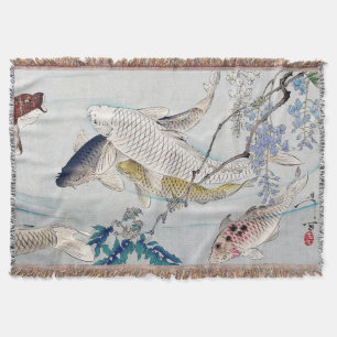 Chinoiserie Koi-Fisch- und Purpur-Wisteria-Druck Decke