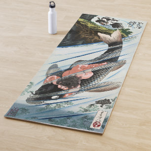 Chinoiserie Koi Karpfen Wasserfall Japanische Kuns Yogamatte