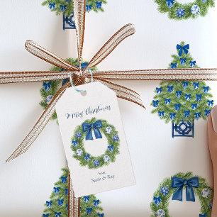 Chinoiserie-Kranz Blau-Weiß-Weihnachten Geschenkanhänger