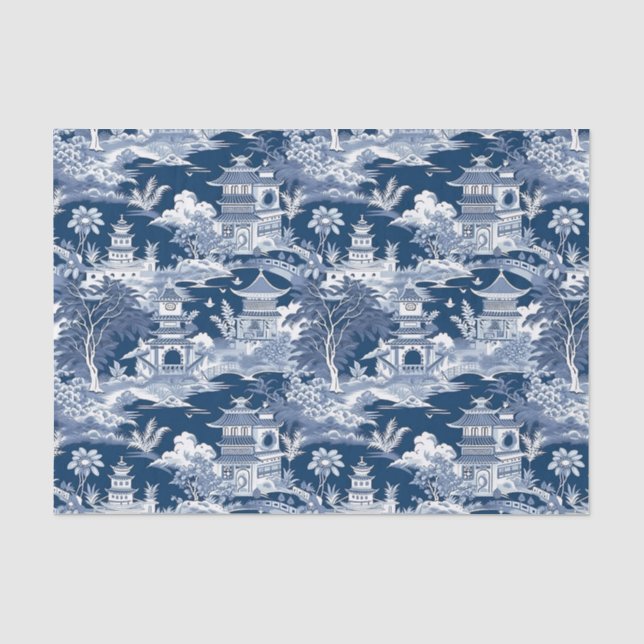 Chinoiserie Landschaftsbild Seidenpapier (Vorderseite)