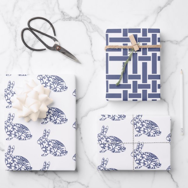 Chinoiserie Lapin Lapin Feuilles d'enveloppement C (Recto)