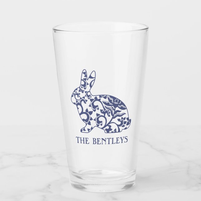 Chinoiserie Lapin Lapin Verre Tumbler (Devant)
