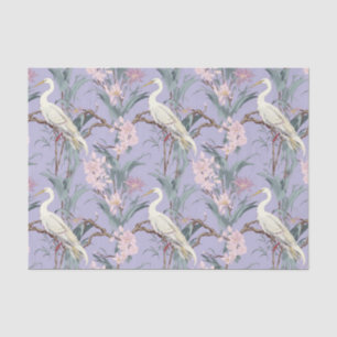 Chinoiserie Lavender Floral Egret Seidenpapier