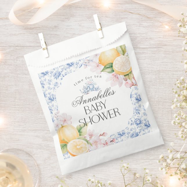 Chinoiserie Lemon Tea Party Kinderdusche Dessert Geschenktütchen (Ausgeschnitten)