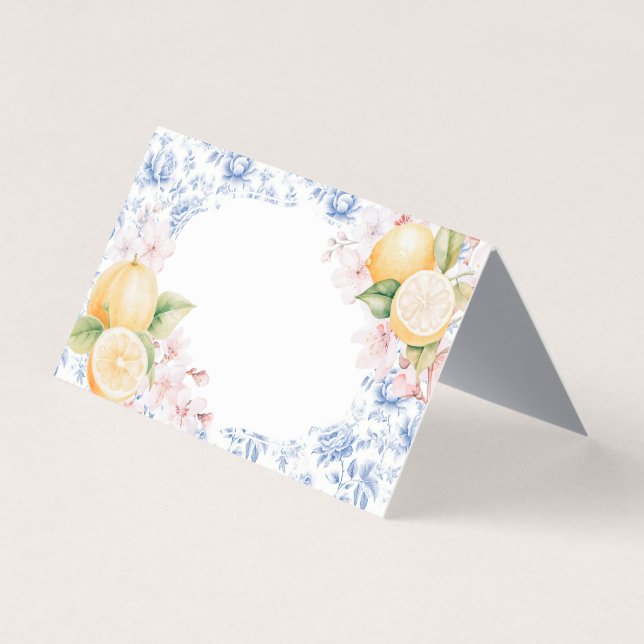 Chinoiserie Lemon Tea Party Platzkarte Tische (Vorderseite)