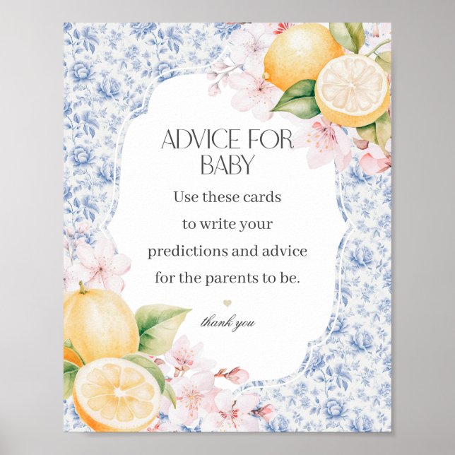 Chinoiserie Lemon Teeberatung für Babydusche Poster (Vorne)