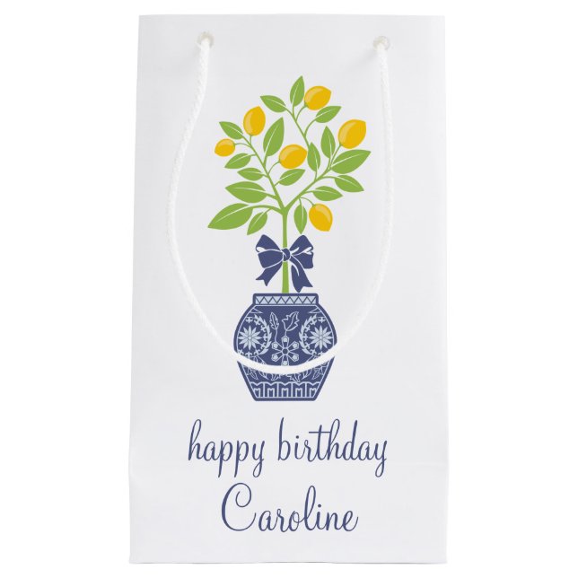 Chinoiserie Lemon Tree Geschenktasche Kleine Geschenktüte (Vorderseite)
