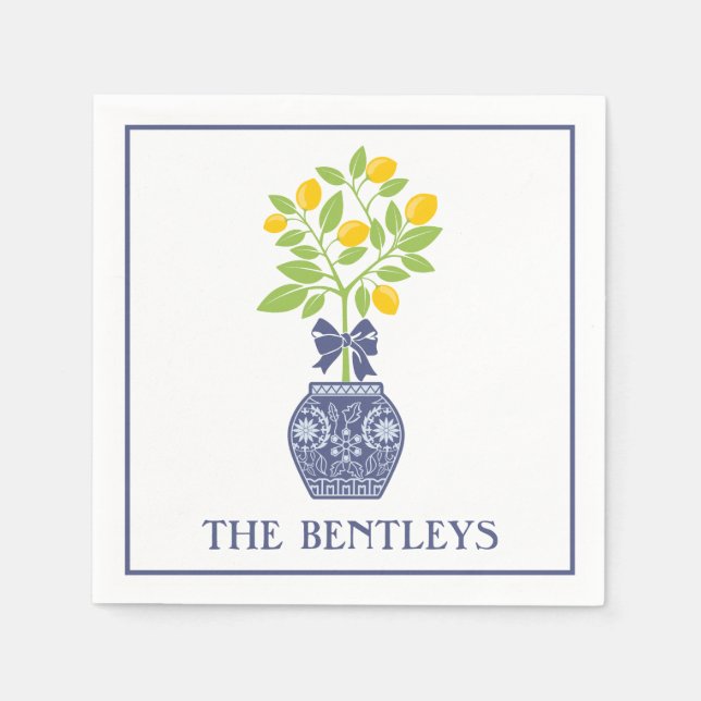Chinoiserie Lemon Tree Personalisiert Napkins Serviette (Vorderseite)