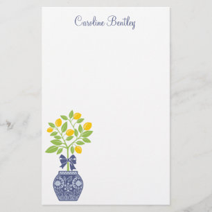 Chinoiserie Lemon Tree Personalisiertes Geschirr Briefpapier