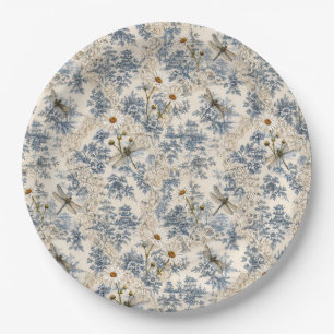Chinoiserie Libellen, Gänseblümchen und Spitze Pappteller