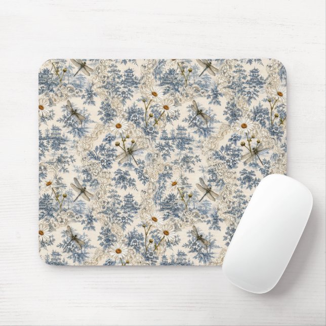 Chinoiserie Libellen und Gänseblümchen Mousepad (Mit Mouse)