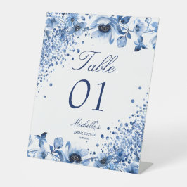 Chinoiserie Light Blue Floral Tischnummer Sockelschild