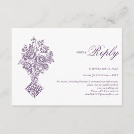 Chinoiserie Lila Bouquet Viktorianisch Wedding RSV Begleitkarte