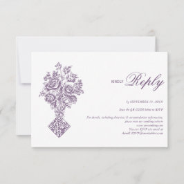 Chinoiserie Lila Bouquet Viktorianische Hochzeit RSVP Karte