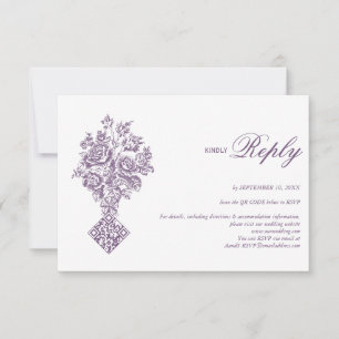 Chinoiserie Lila Bouquet Viktorianische Hochzeit RSVP Karte
