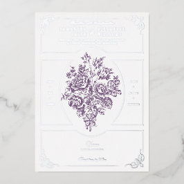 Chinoiserie Lila Rose Bouquet Viktorianische Hochz Folieneinladung