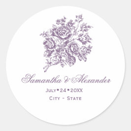 Chinoiserie Lila Rose Bouquet Viktorianische Hochz Runder Aufkleber