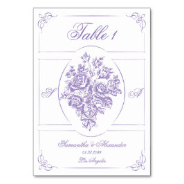 Chinoiserie Lila Rose Bouquet Viktorianische Hochz Tischnummer