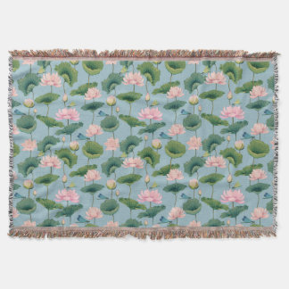 Chinoiserie-Lotus-Teich- und Libellen-Wurfdecke Decke