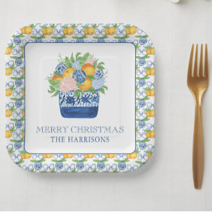 Chinoiserie Mandarinen Weihnachten Pappteller