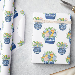 Chinoiserie Mandarins & Hydrangeas Geschenkpapier