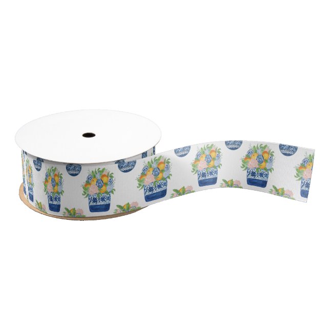 Chinoiserie Mandarins & Hydrangeas Ripsband (Spule)