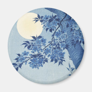 Chinoiserie Marineblaue Kirschblüte & Vollmond Magnet