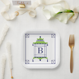 Chinoiserie Mit Monogramm Pagoda Party Teller
