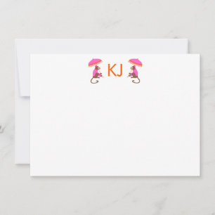 Chinoiserie Monkey Personalisiert Flat Note Card Mitteilungskarte