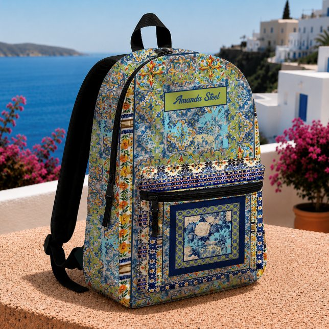 Chinoiserie Monogram Bedruckter Rucksack (Von Creator hochgeladen)