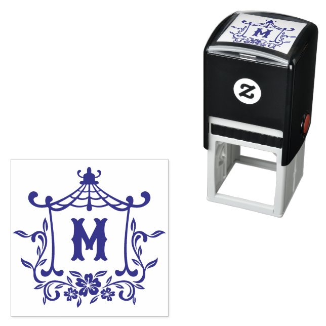 Chinoiserie Monogram Pagoda Permastempel (Beispiel)