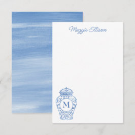 Chinoiserie Monogramme Cartes de notes de pot de g