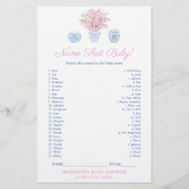 Chinoiserie Name the Baby Animal Shooter Game Card