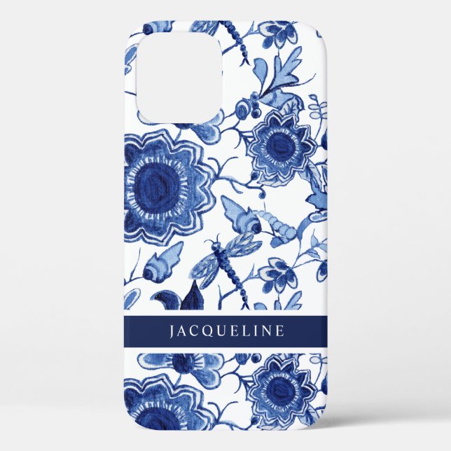 Chinoiserie Navy Blauer Blauer Lederdrachen Case-Mate iPhone Hülle (Rückseite)