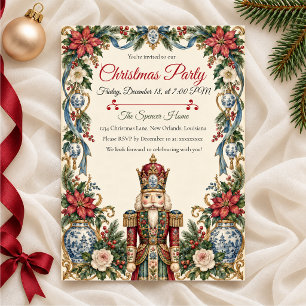 Chinoiserie-Nussknacker-Weihnachtsfeier-Einladung Einladung