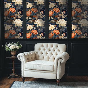 Chinoiserie orange et gris Style papier peint flor