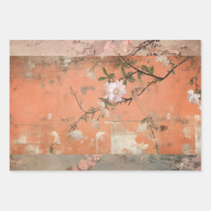 Chinoiserie Orange Sherbet Collage Geschenkpapier Set