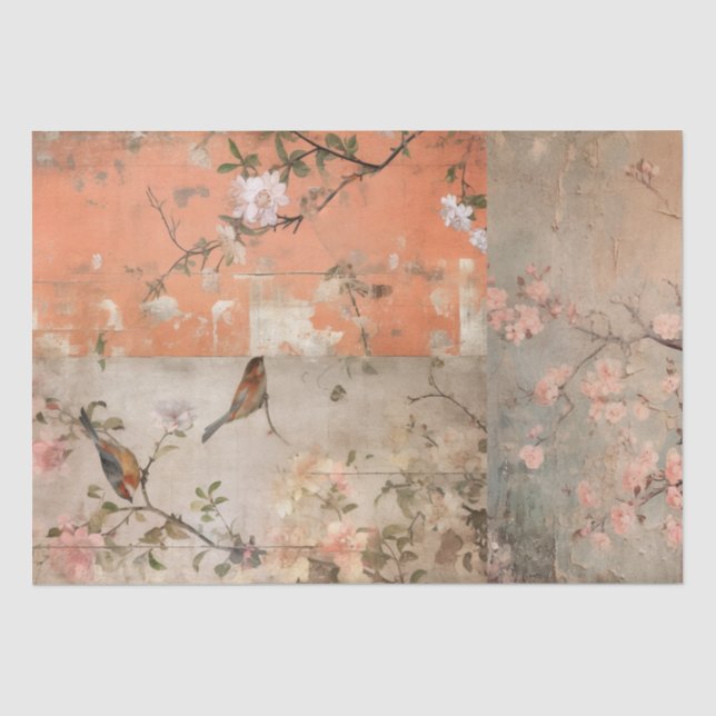 Chinoiserie Orange Sherbet Collage Seidenpapier (Vorderseite)