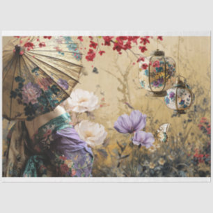 Chinoiserie Oriental Damenporträt & Floral Seidenpapier