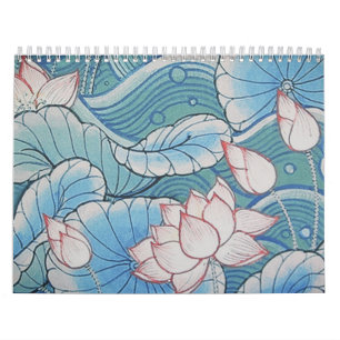 Chinoiserie-orientalisches rosa u. blaues kalender