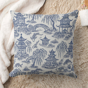 Chinoiserie Pagoda & Koi Teich Kissen