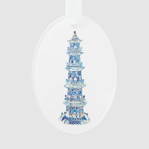Chinoiserie Pagode Ovale Acrylique Ornement