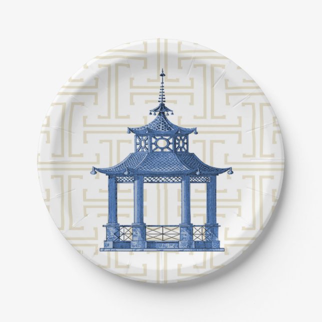 Chinoiserie Papierplatte Pappteller (Vorderseite)