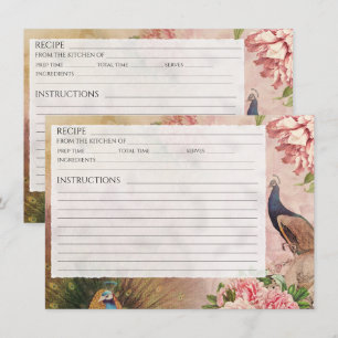Chinoiserie Peacock Blush Peony Carte de recette p