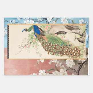 Chinoiserie Peacock mit dusty Rose und verblasstem Geschenkpapier Set