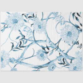 Chinoiserie Peony Floral Blaues Meer Seidenpapier