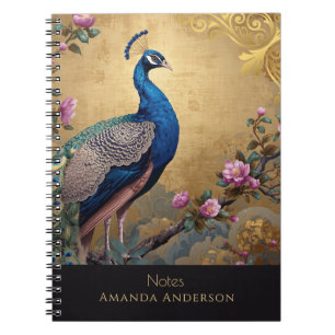 Chinoiserie Pfau-Spiralblock Notizblock