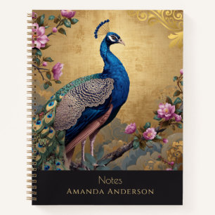 Chinoiserie Pfau-Spiralblock Notizbuch