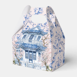 Chinoiserie Pink & Blue Pagoda Bridal Tee Geschenkschachtel