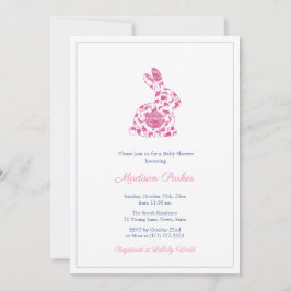 Chinoiserie Pink Bunny Baby Girl Dusche Einladung